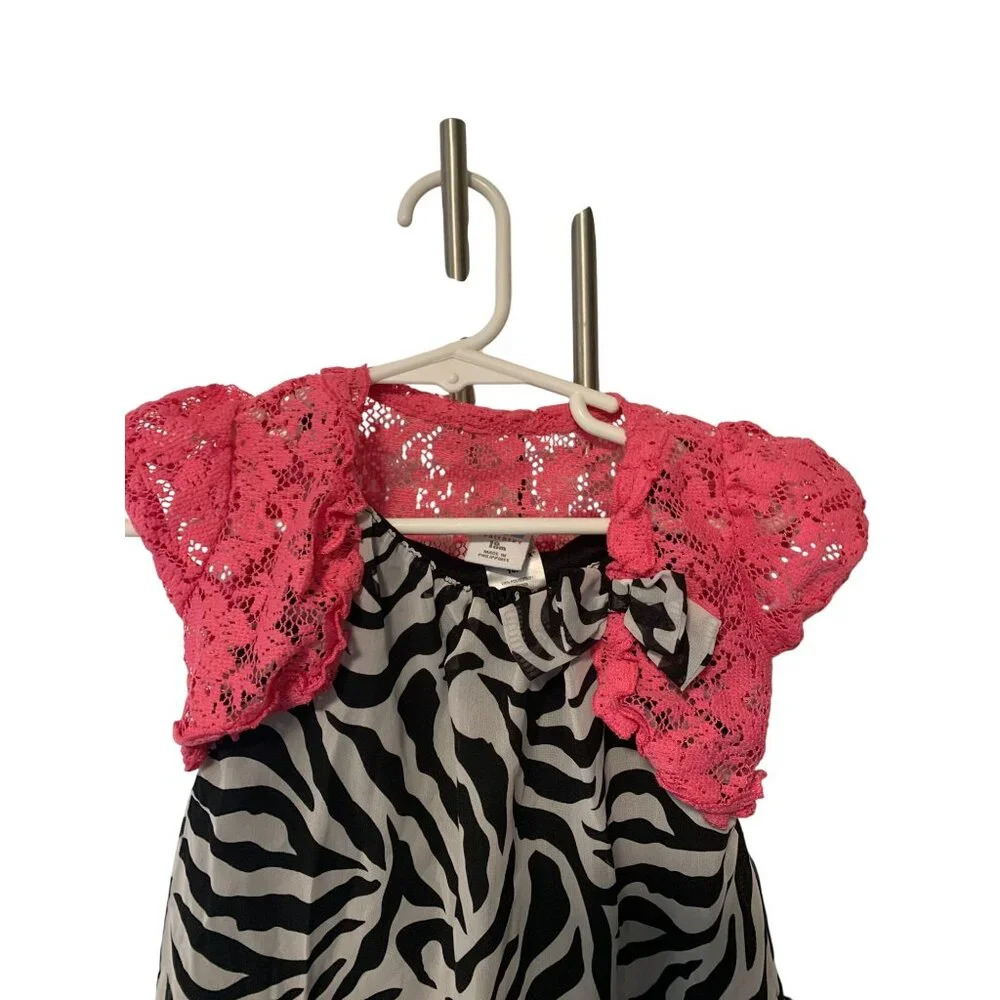 Vintage Healthtex Girls Infant Baby Size 18 Months Black White Zebra Print Shirt - Picture 2 of 3
